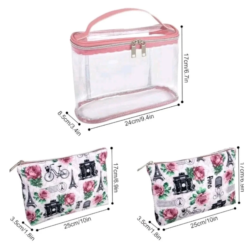 Emma & Chloe Travel Pink Paris Train Case 3 Piece Set NWT Christmas Gift $21